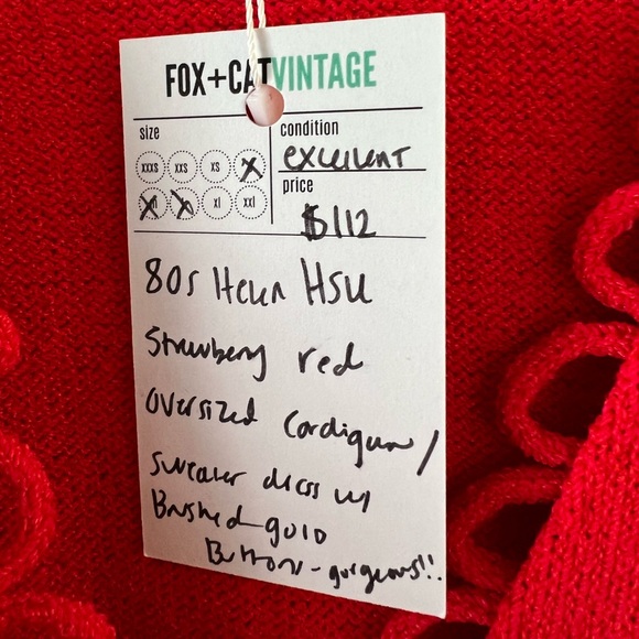 Red Oversized Vintage Cardigan - Picture 2 of 4